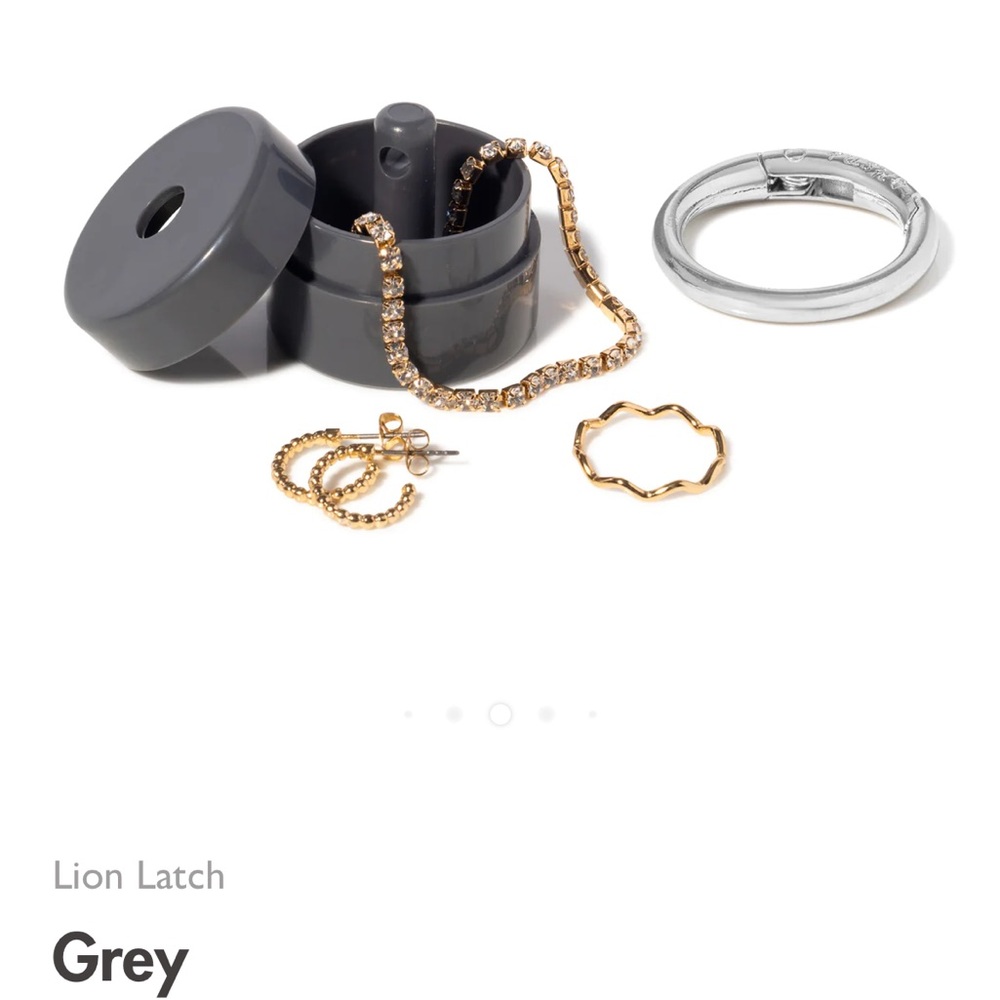 lion latch travel jewelry case safe keychain grey ring protector
